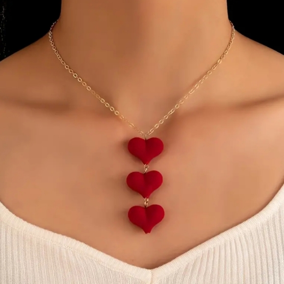 Jewelry - Red Velvet Heart Pendant Necklace